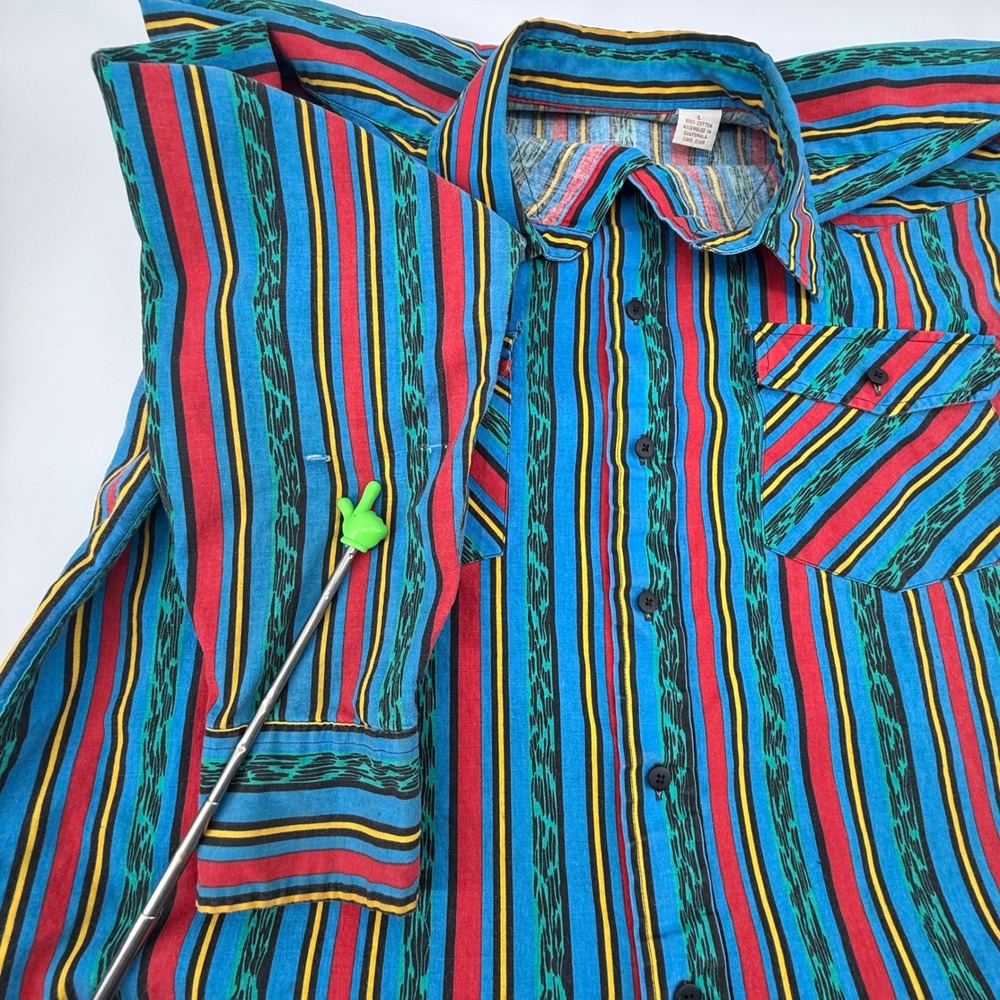 Western Plains Trading Co Shirt Mens Large Multicolor Striped Brushpopper Cotton - Picture 8 of 10